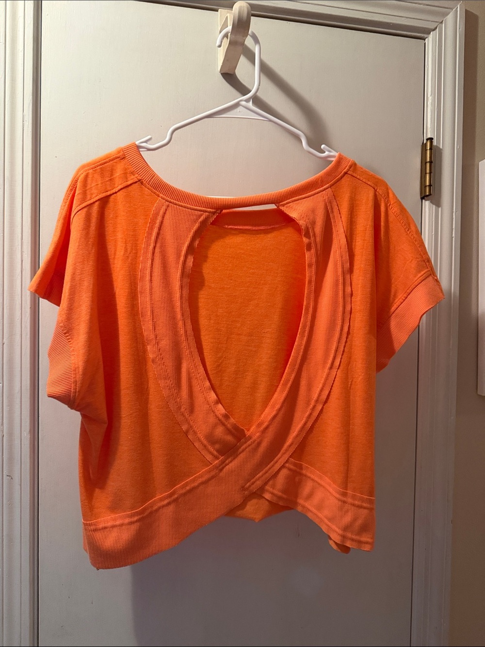 Oversized Open-Back Crop Top in Bright Orange